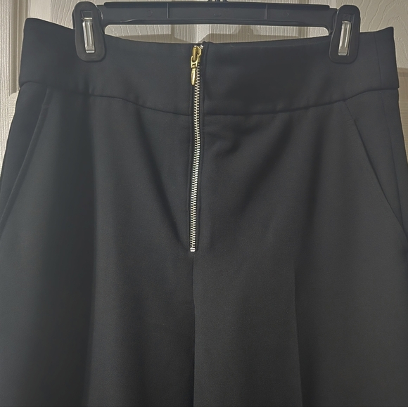 FRAME Wide Leg Zip Front Twill Trousers, Structured Black Dress Pants, Sz 10 - Picture 3 of 14